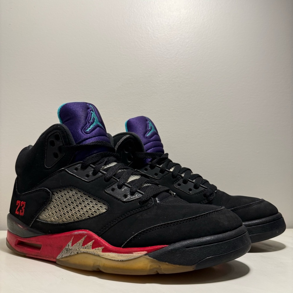 Jordan 5 Retro Top 3 Black Men’s Size 9.5 Black Red Basketball 2020 Athletic
